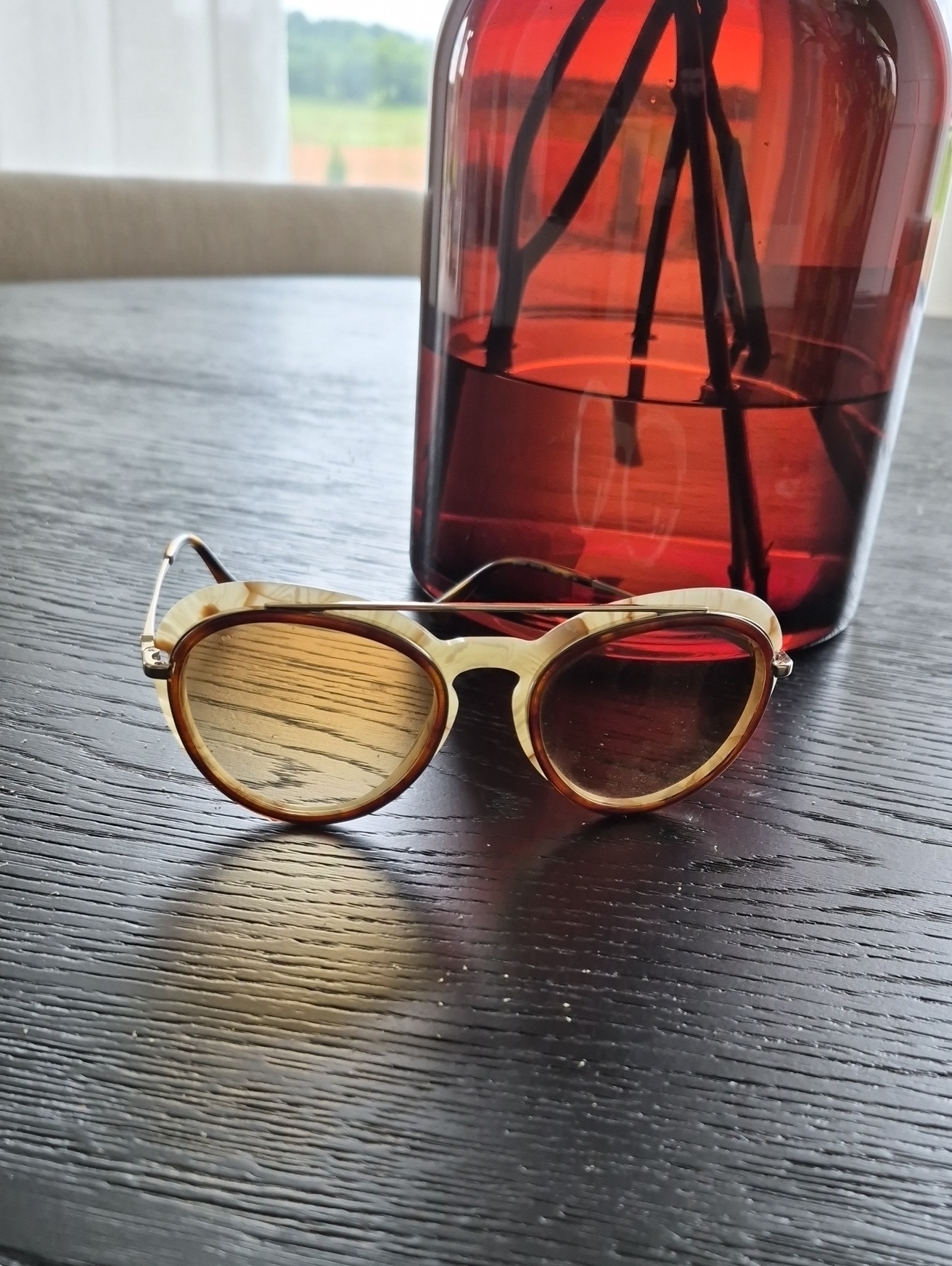 Armani Aviator Sunglasses In Pale Gold